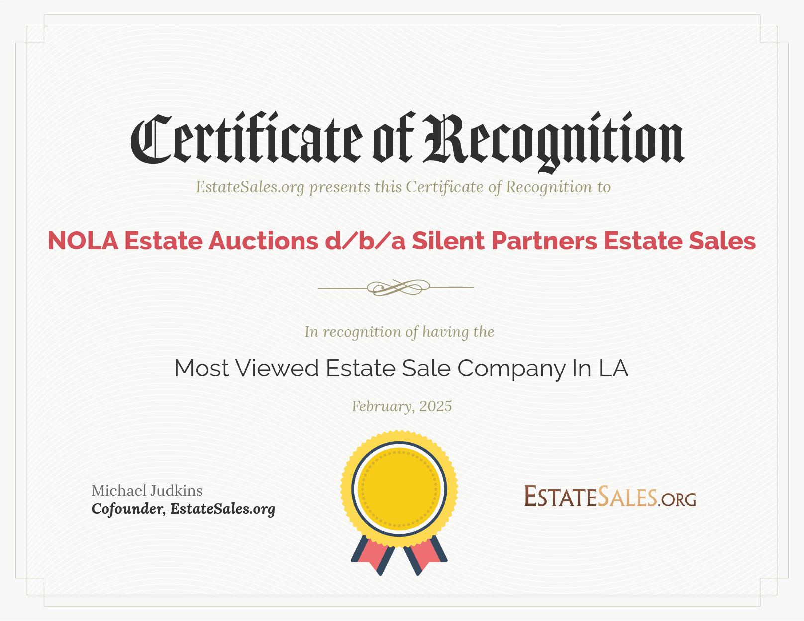 Most Viewed Estate Sale Company Award