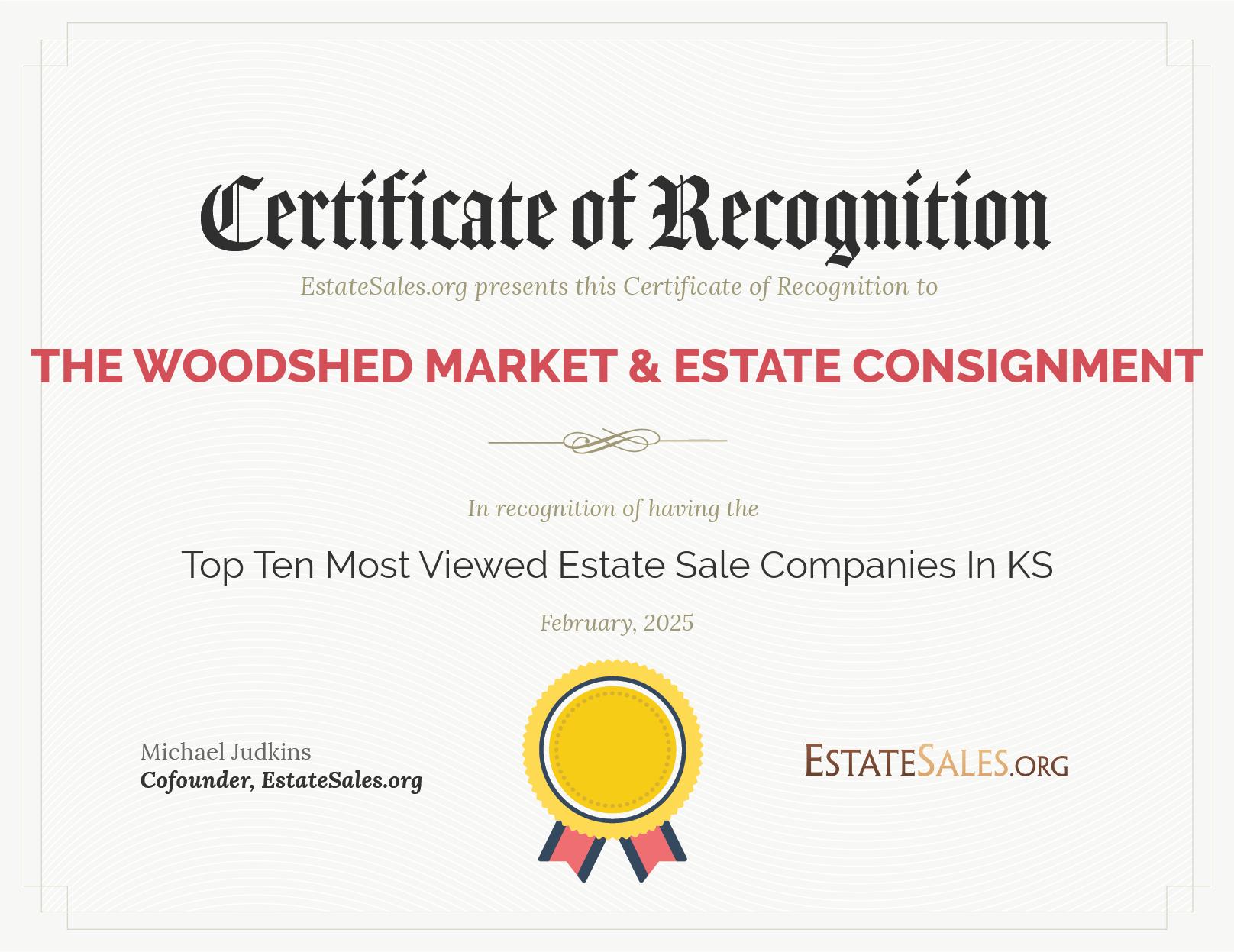 Most Viewed Estate Sale Company Award