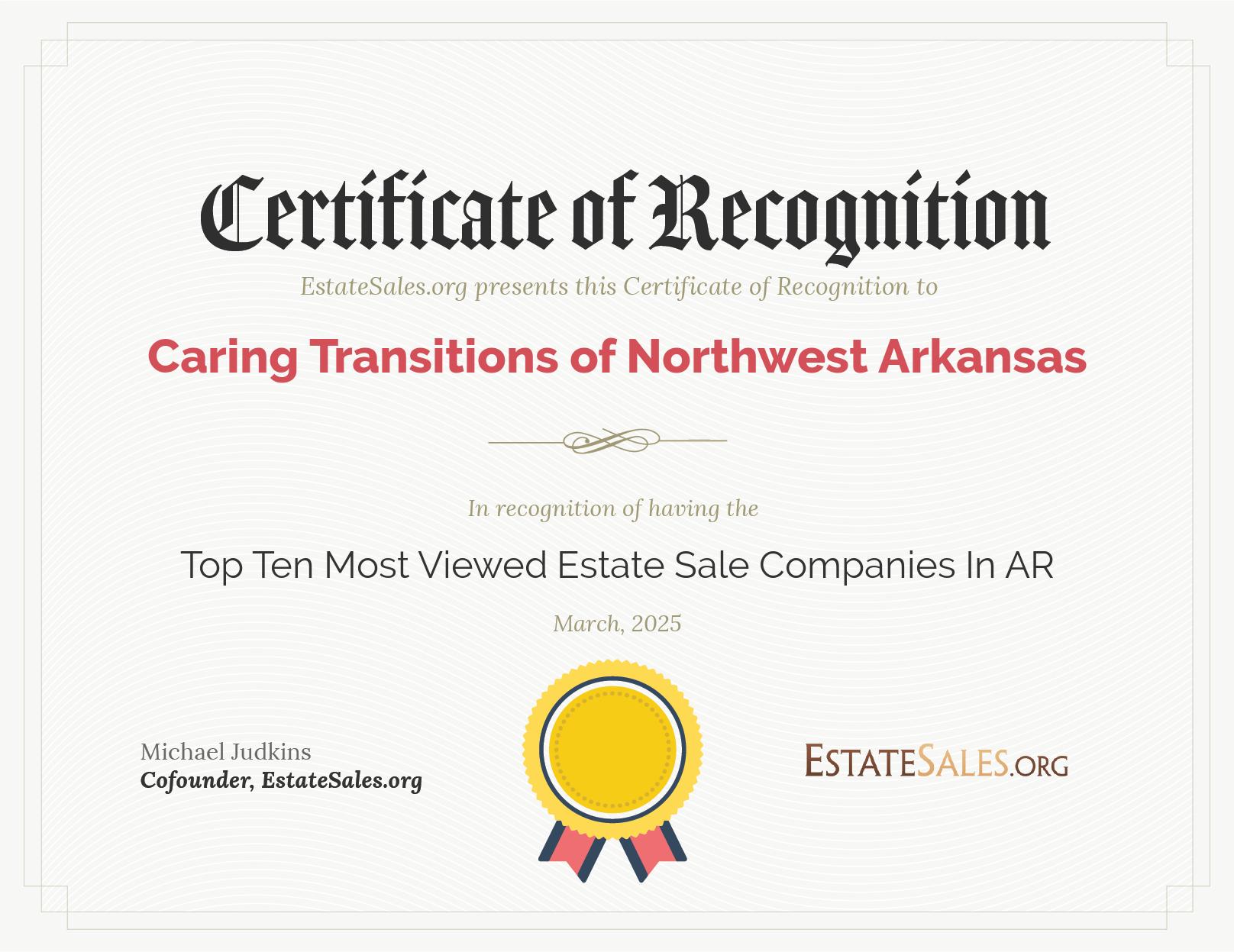 Most Viewed Estate Sale Company Award
