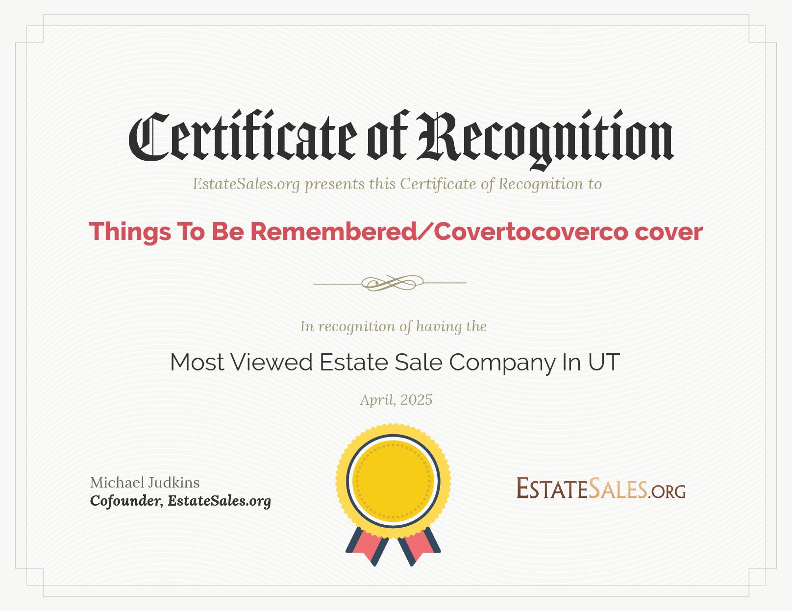 Most Viewed Estate Sale Company Award