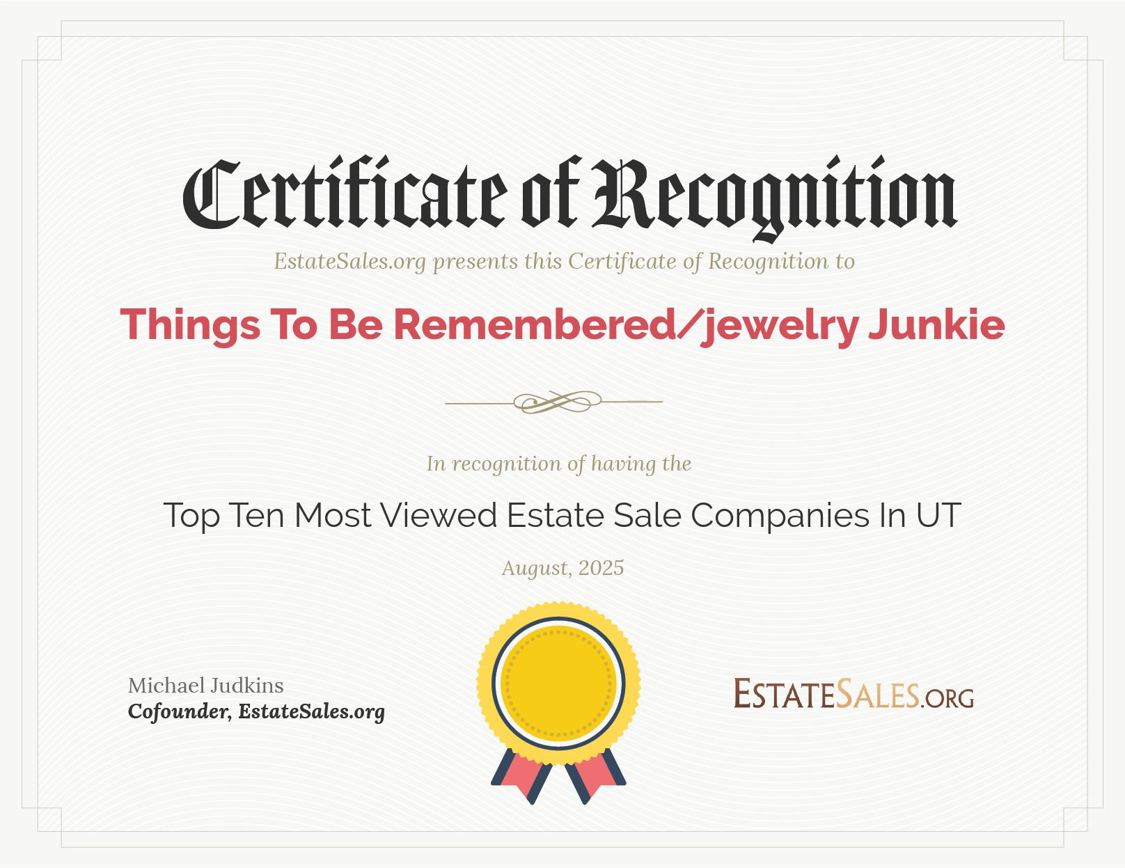 Most Viewed Estate Sale Company Award