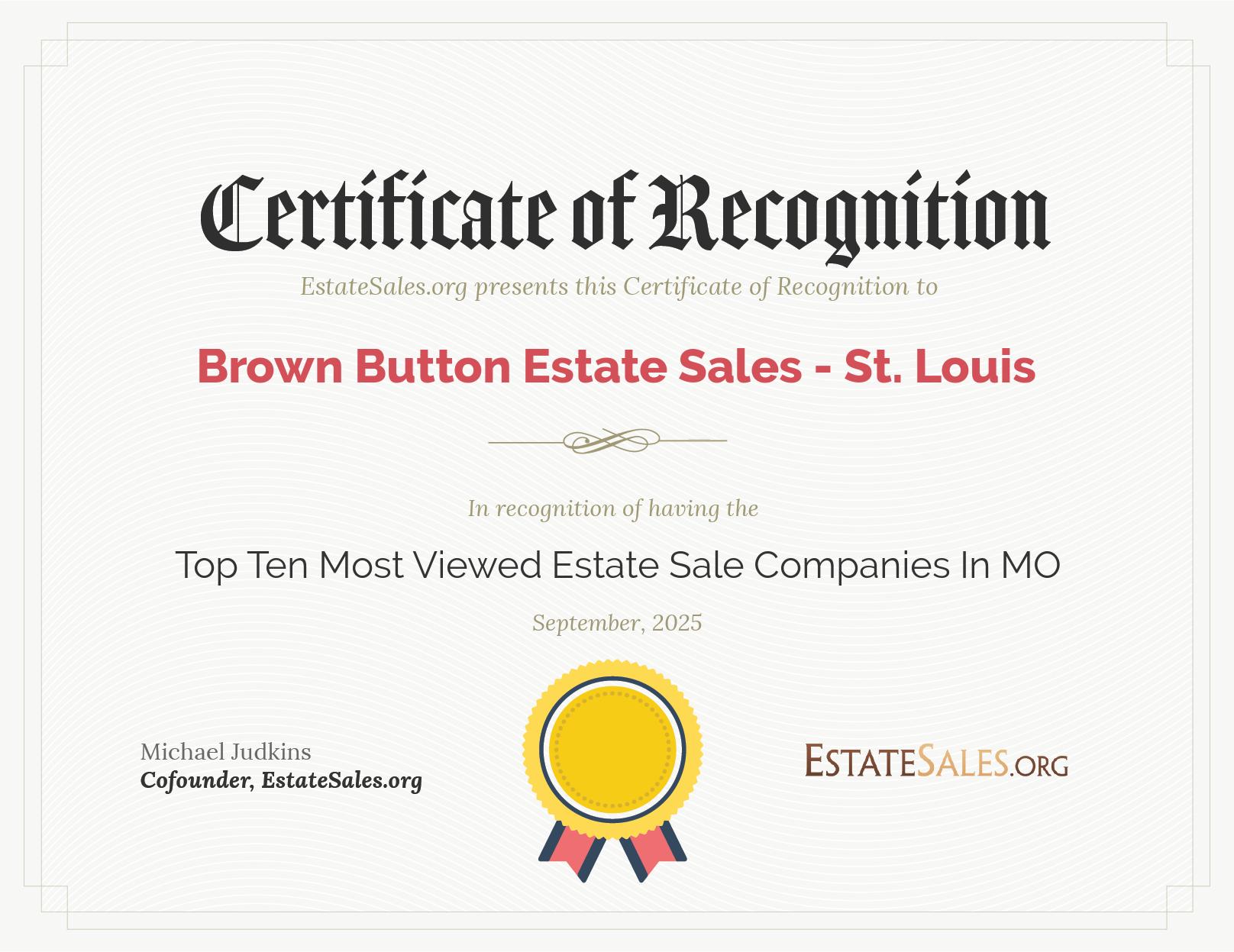 Most Viewed Estate Sale Company Award