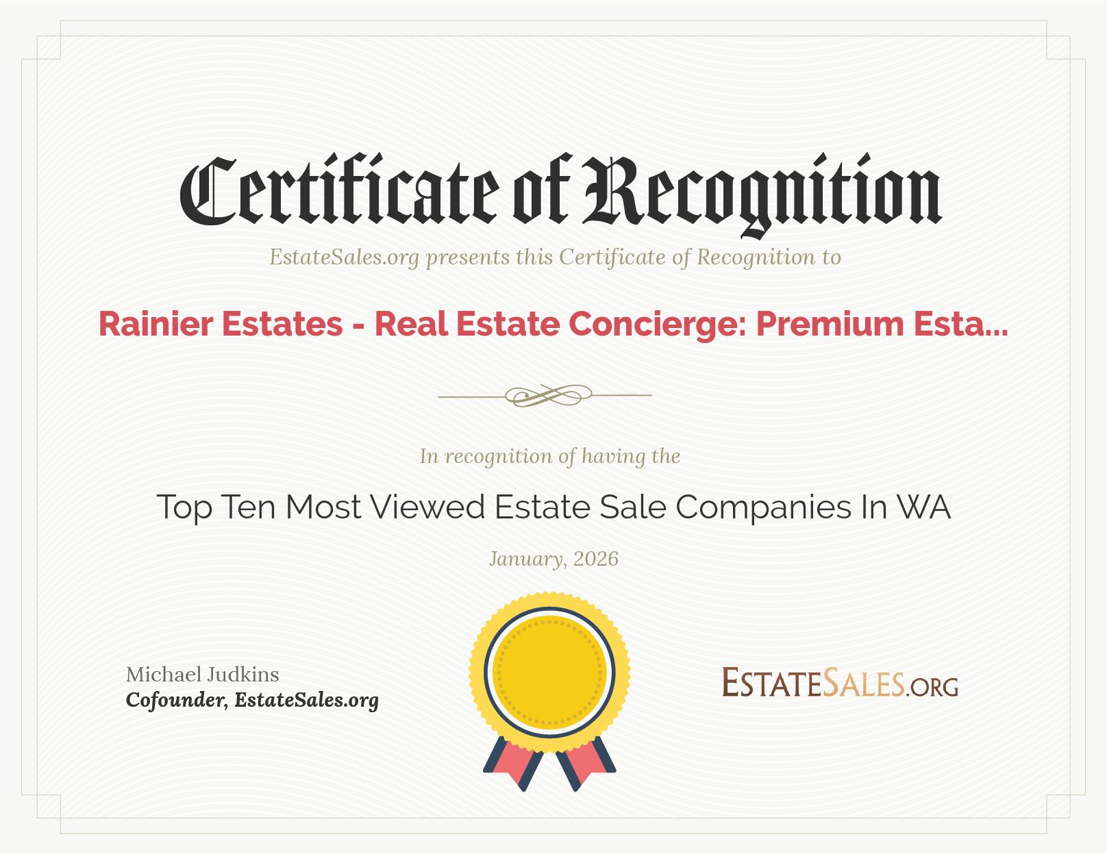 Most Viewed Estate Sale Company Award