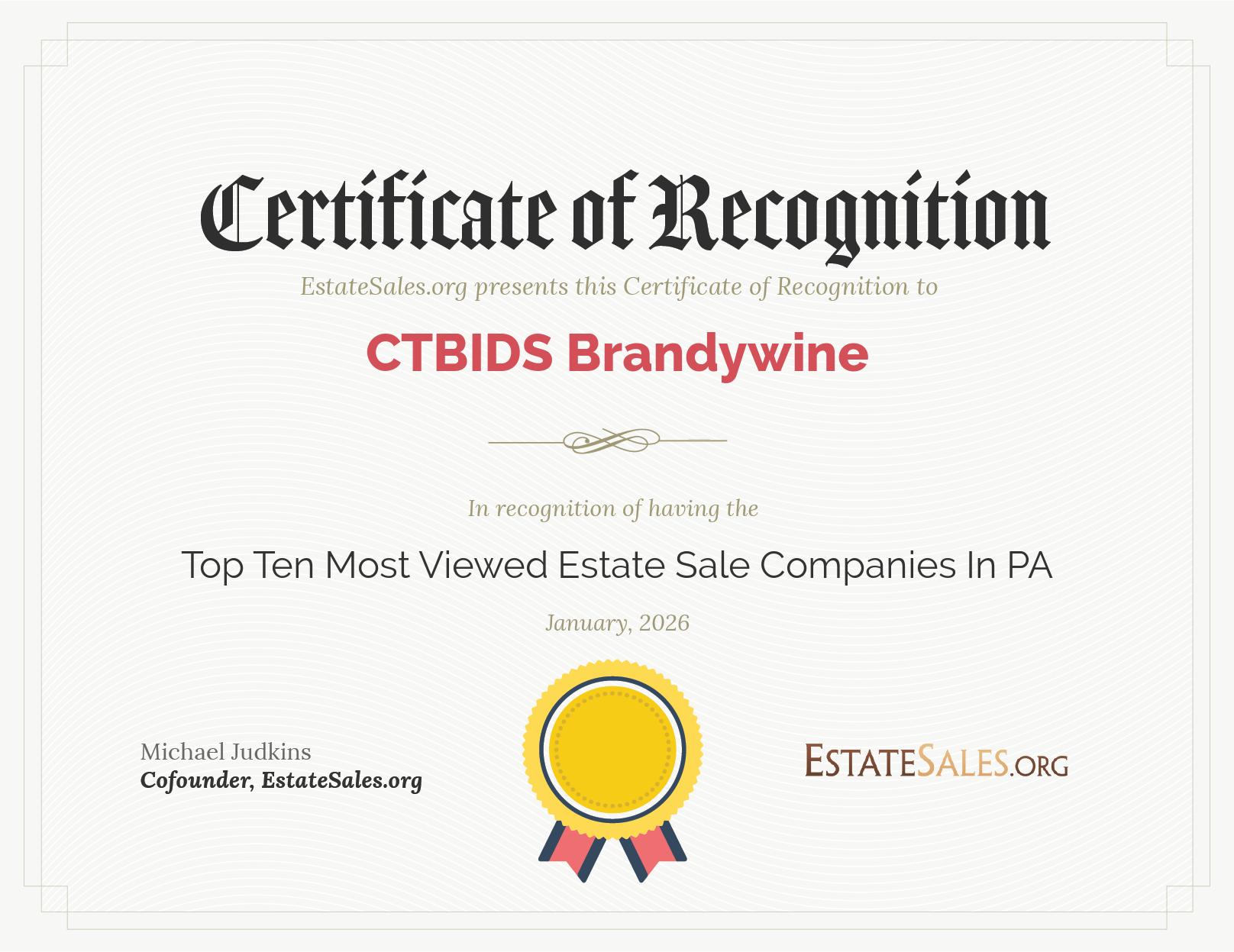 Most Viewed Estate Sale Company Award