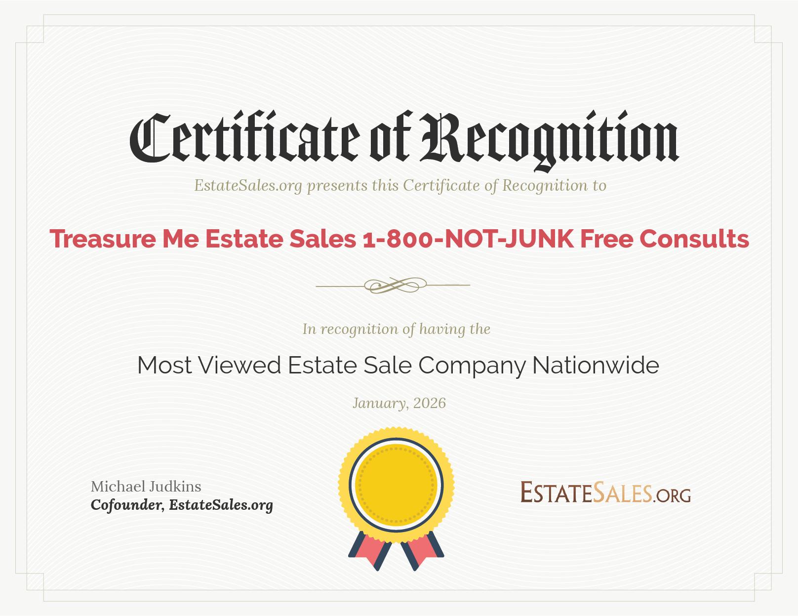 Most Viewed Estate Sale Company Award