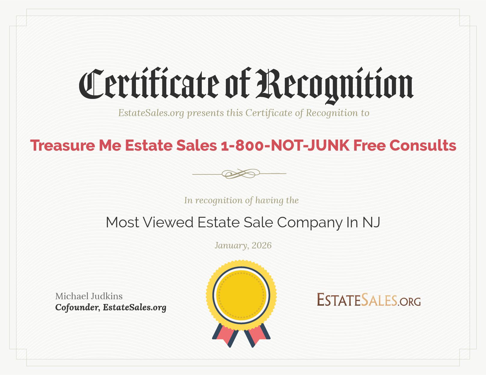 Most Viewed Estate Sale Company Award