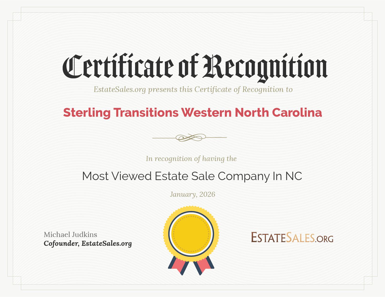Most Viewed Estate Sale Company Award