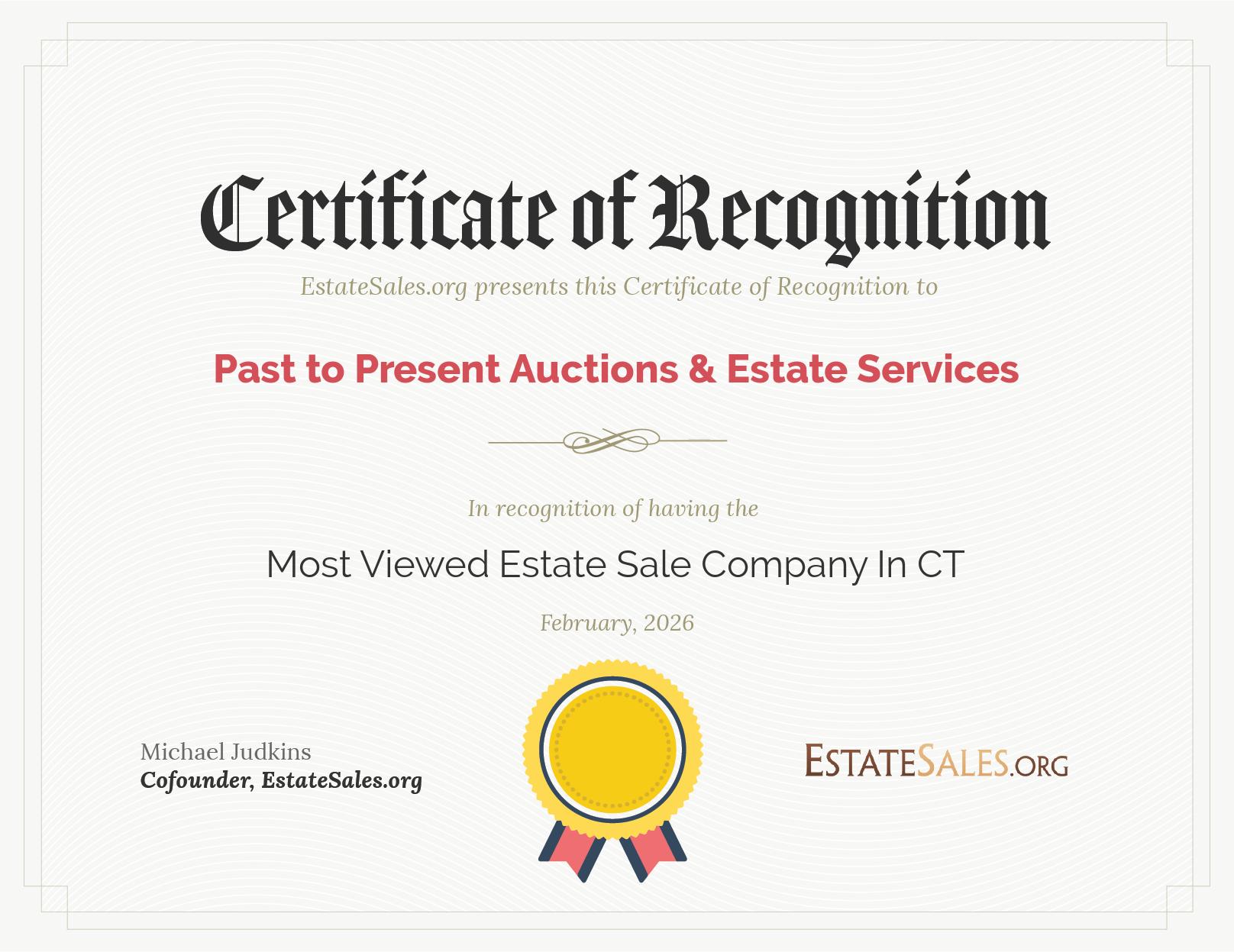 Most Viewed Estate Sale Company Award