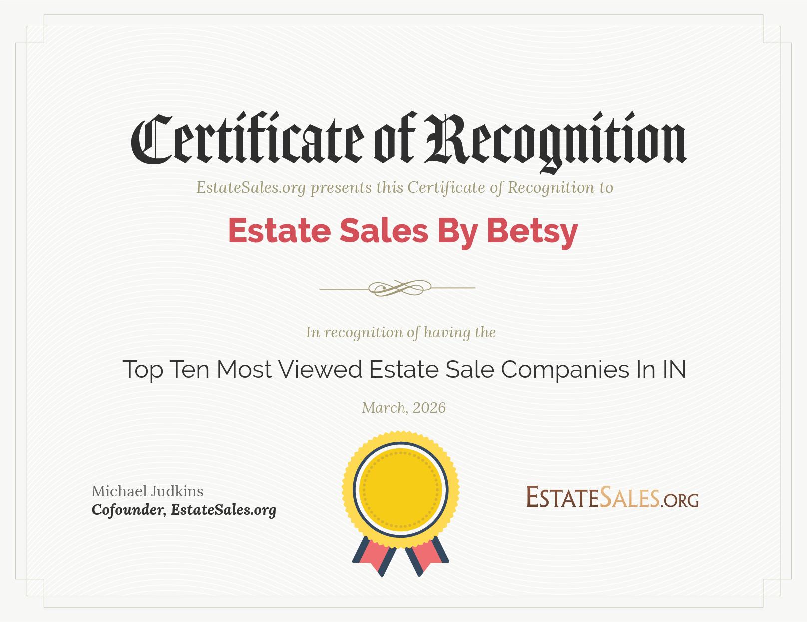 Most Viewed Estate Sale Company Award