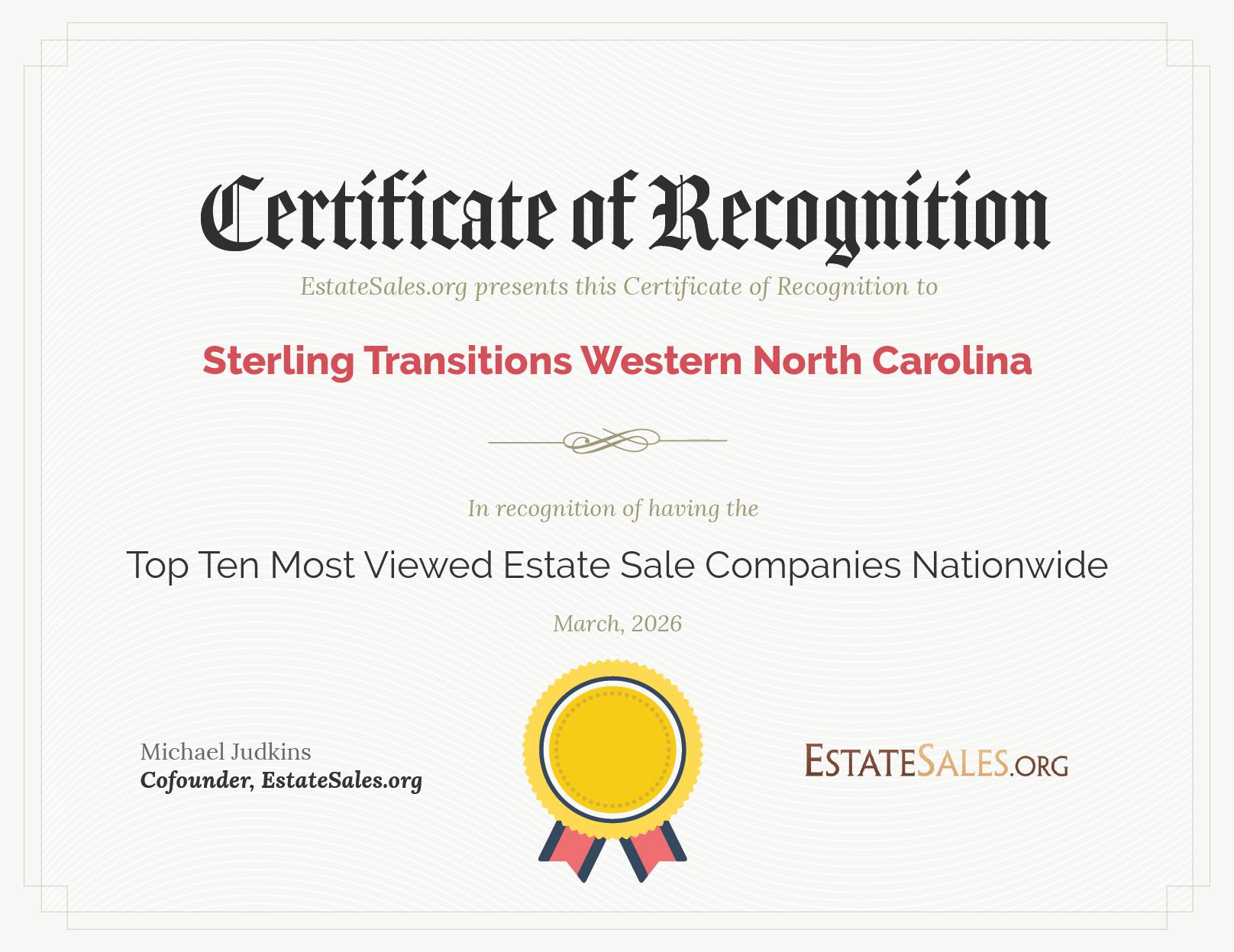 Most Viewed Estate Sale Company Award