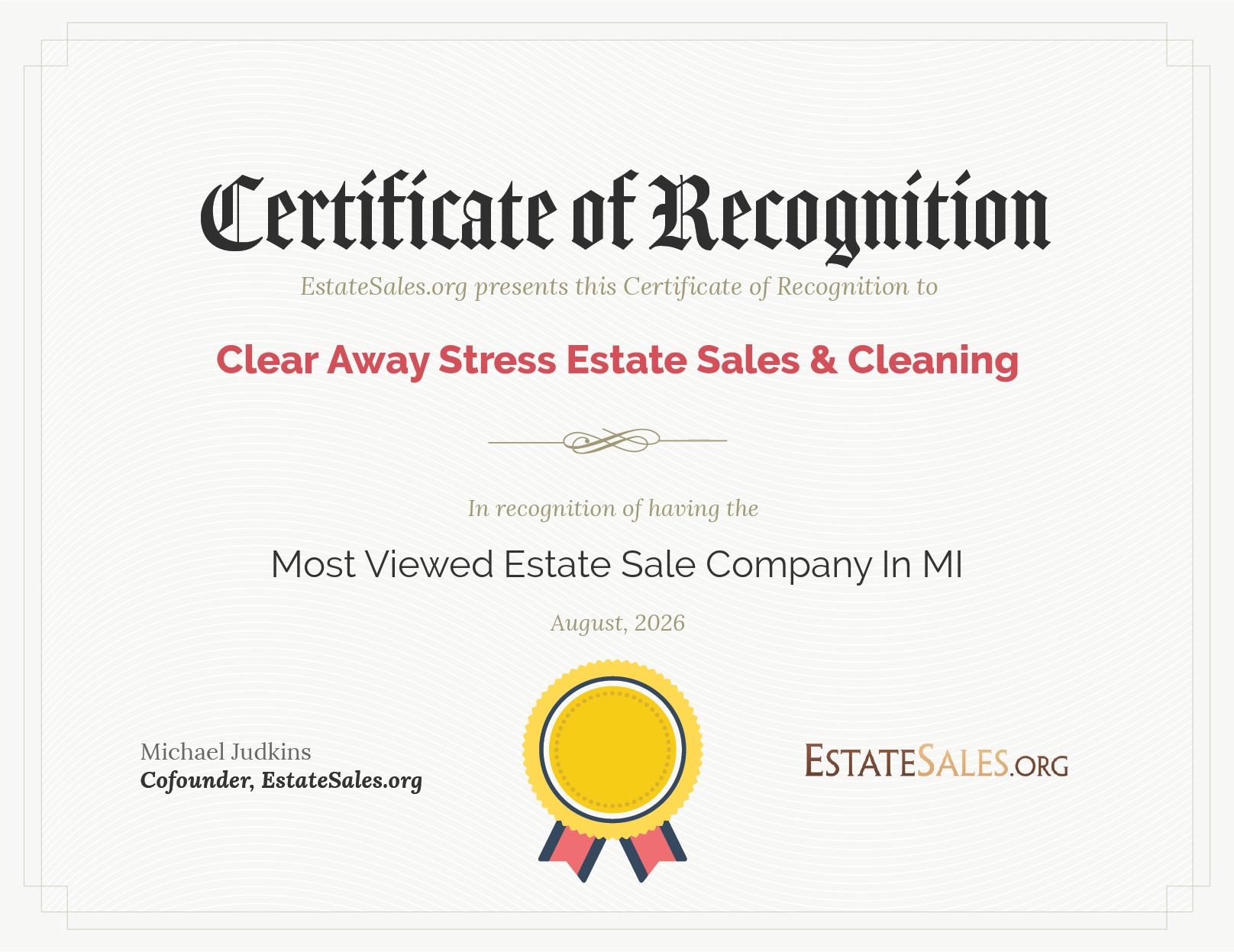 Most Viewed Estate Sale Company Award