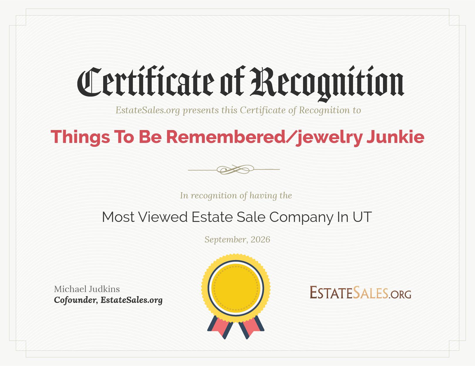 Most Viewed Estate Sale Company Award