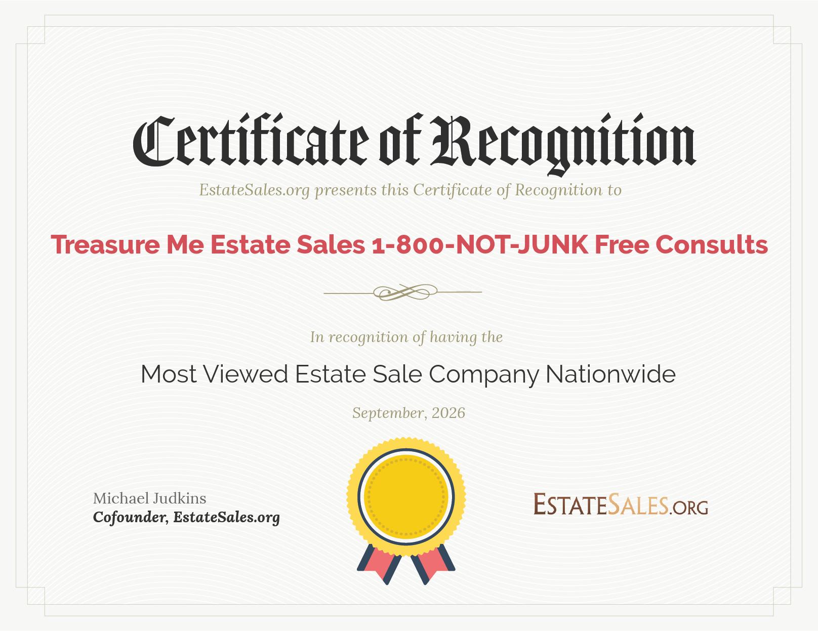 Most Viewed Estate Sale Company Award