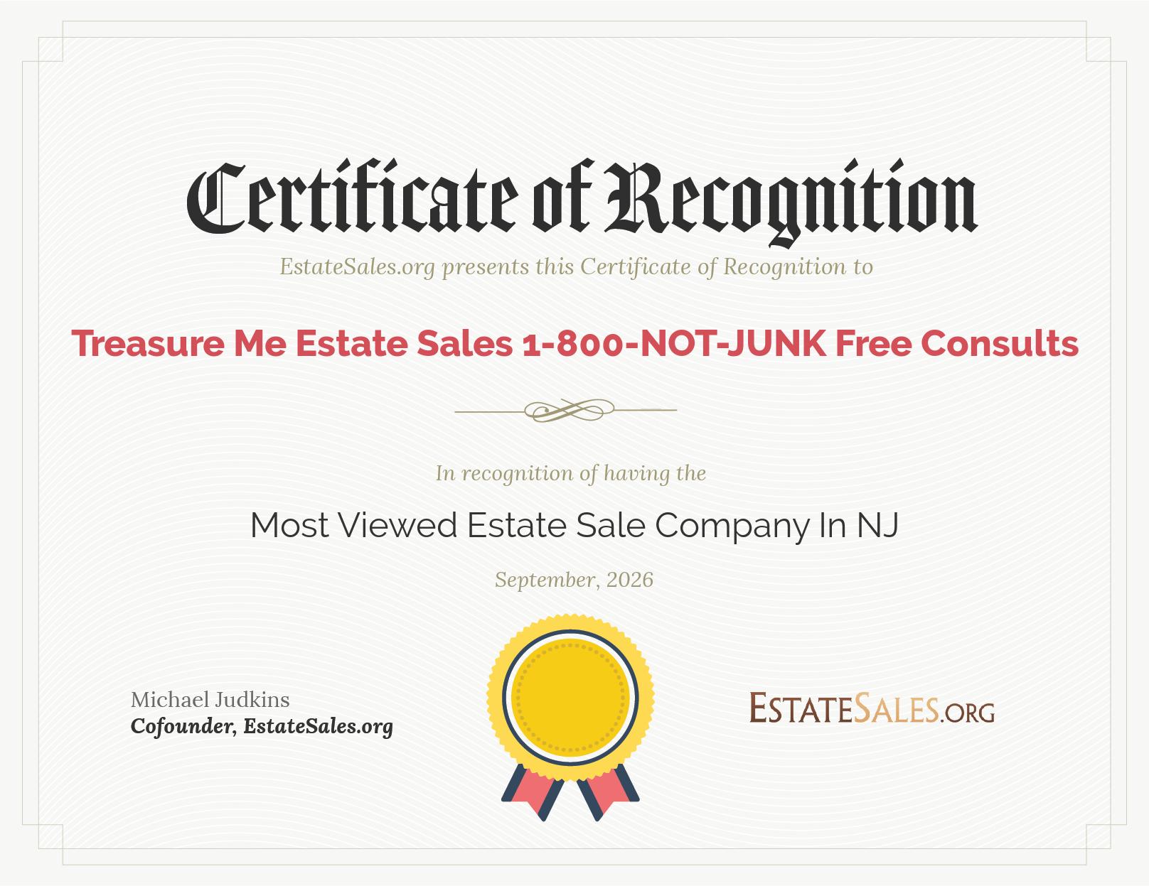 Most Viewed Estate Sale Company Award