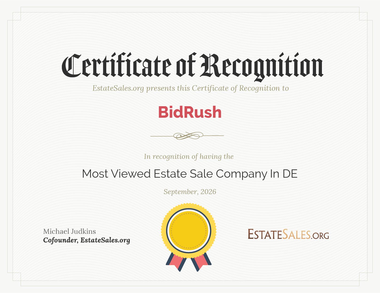 Most Viewed Estate Sale Company Award